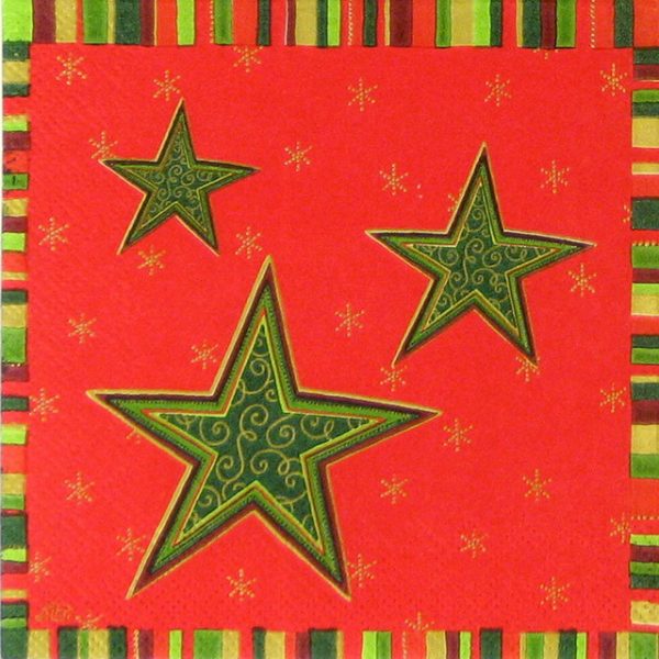 Cocktail Napkin - Etoile red green