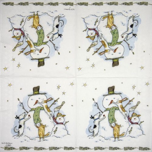 Paper Napkin - Snowman with friends