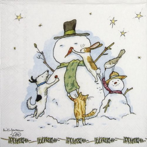 Paper Napkin - Snowman with friends