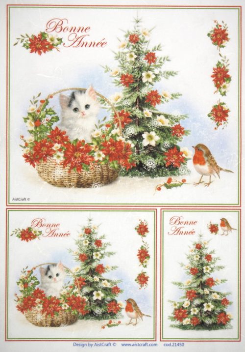 Rice Paper - Christmas Cat