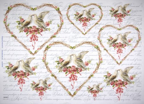 Rice Paper - Pigeons in love 32x45cm