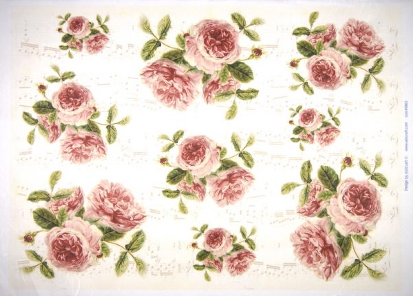 Rice Paper - Roses bouquet claret 32x45cm