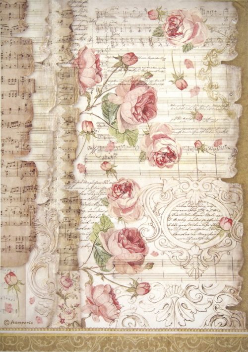 Rice Paper - Roses and music - DFSA4486 - Stamperia