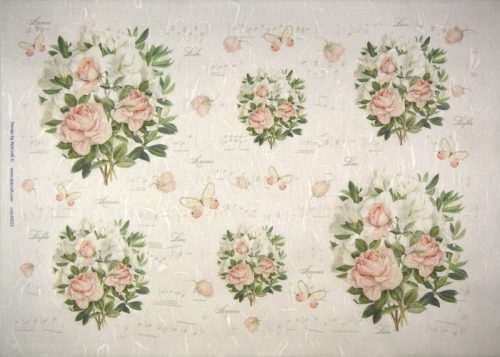 Rice Paper -  Roses and butterflies 32x45cm