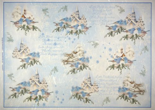 Rice Paper -  Blue Winter, Blue Birds 32x45cm