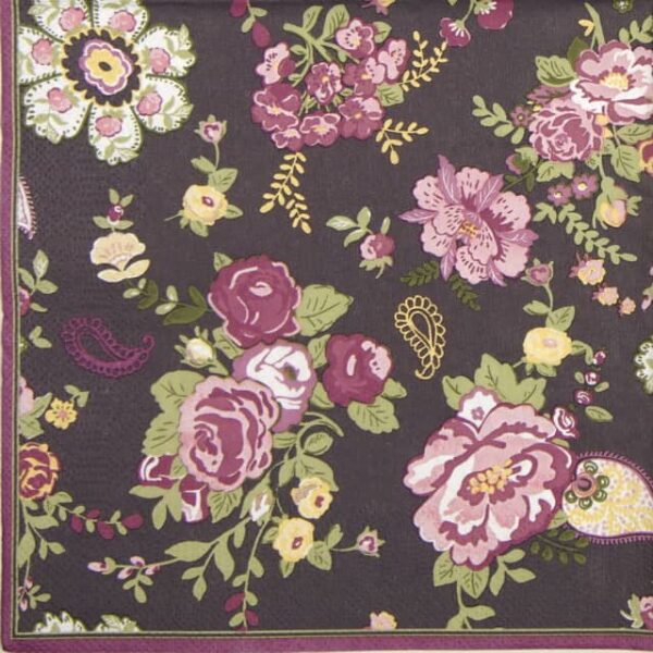 Paper Napkin - Wallpaper with roses claret