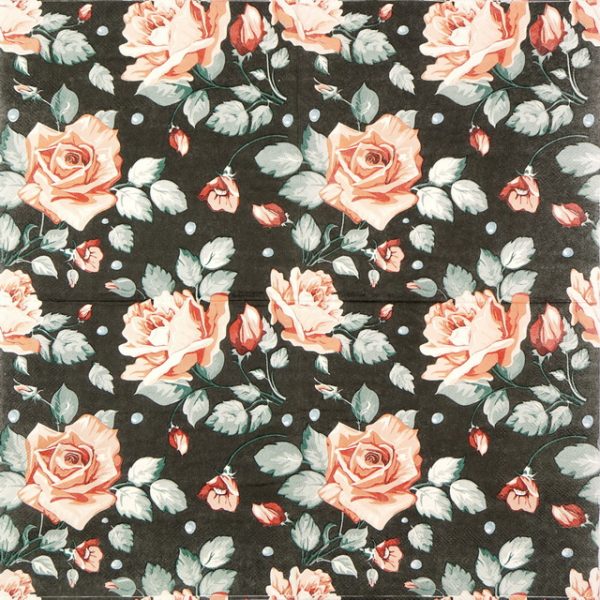 Paper Napkin - Roses Black Color