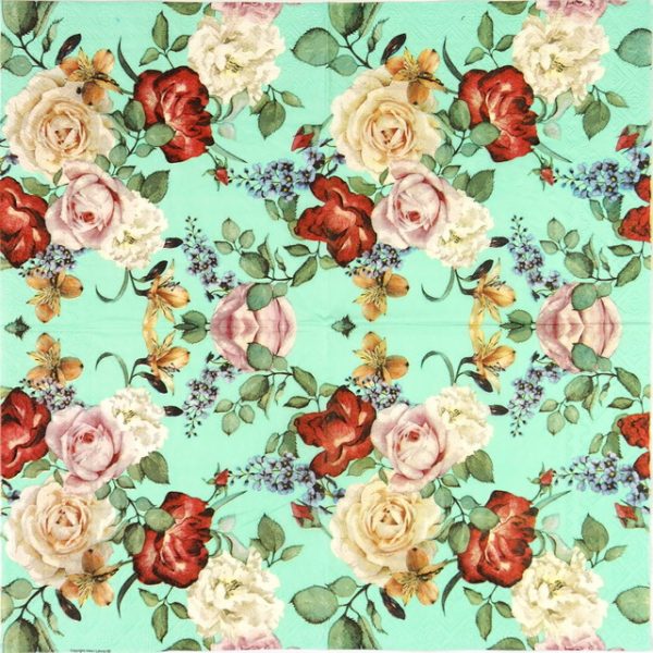 Paper Napkin - Roses Green - Image 2