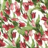 Paper Napkin - Red Tulips on pink background