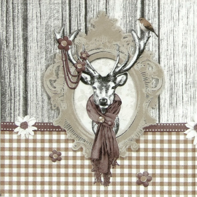 Paper Napkin - Decorated Deer Taupe