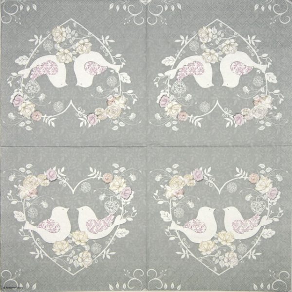 Paper Napkin - Turtle Doves grey