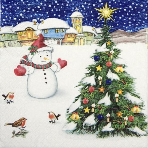 Paper Napkin - Snowman with X-mas Tree