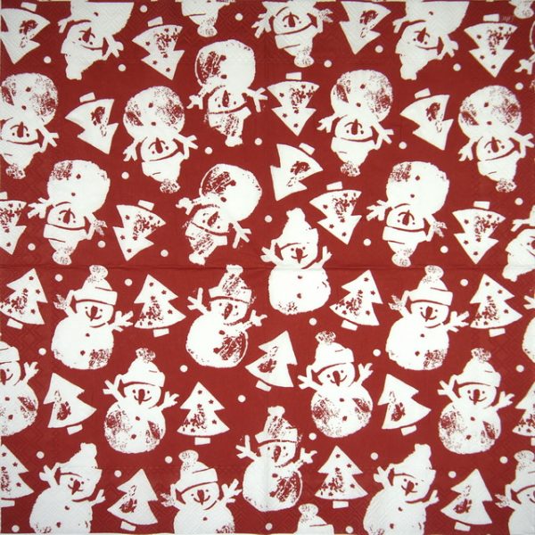 Paper Napkin - Snowman Stamp red - Image 2