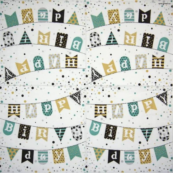 Paper Napkin - Birthday Garland Green