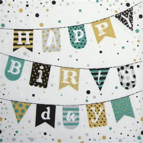 Paper Napkin - Birthday Garland Green