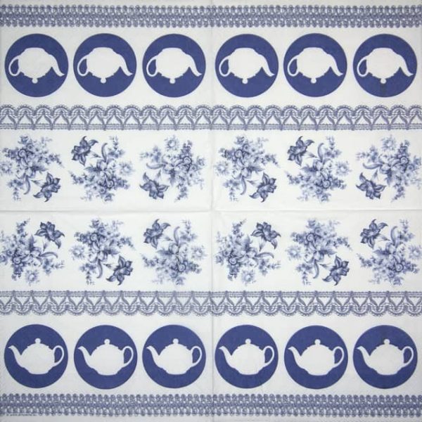 Paper Napkin - Teapots Blue