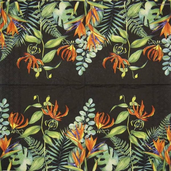 Lunch Napkins (20) - Tropical Floral Black