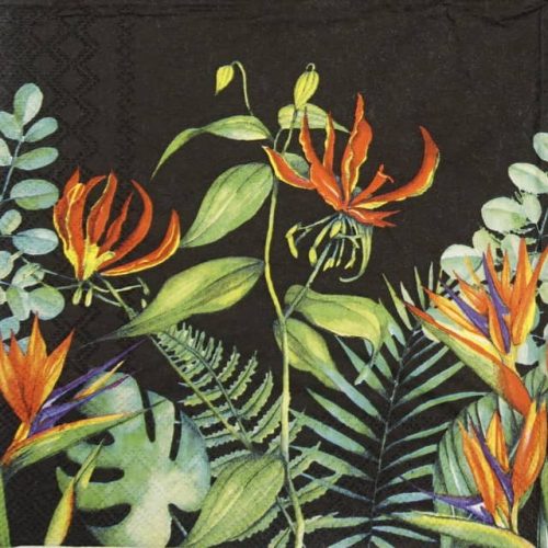 Lunch Napkins (20) - Tropical Floral Black