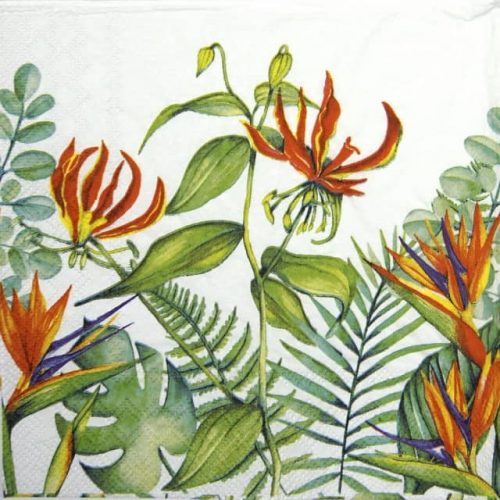 Lunch Napkins (20) - Tropical Floral White