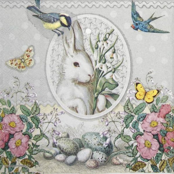 Lunch Napkins (20) - White Rabbit  grey