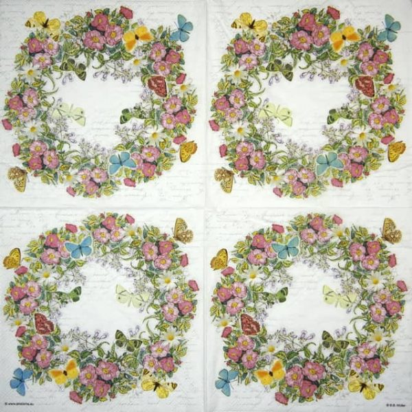 Lunch Napkins (20) - Wreath of Flowers