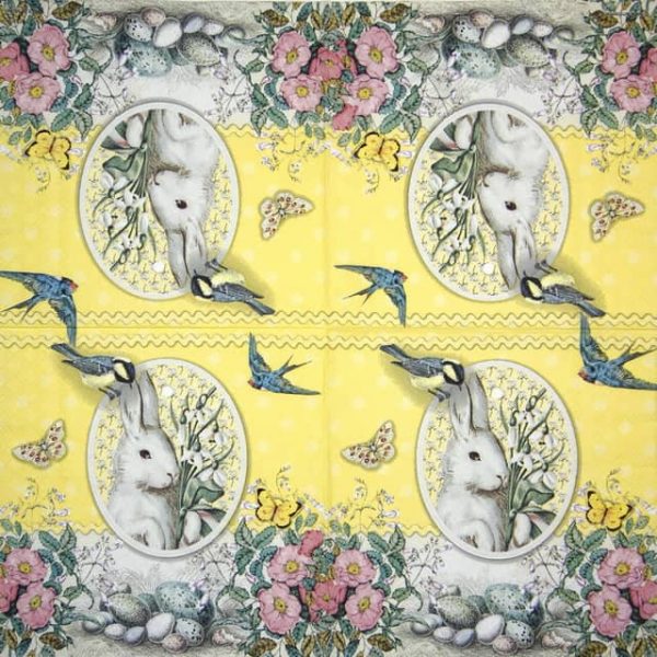 Lunch Napkins (20) - White Rabbit  yellow