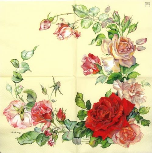 Cocktail Napkins (20) Rose Wreath Napkin Shop