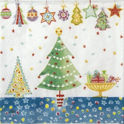 Lunch Napkins (20) - Cheery Christmas blue