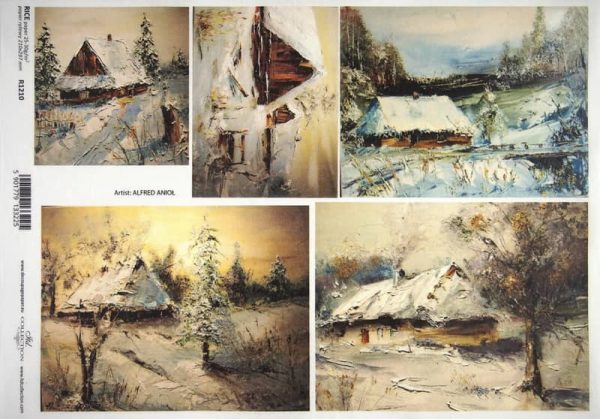 Rice Paper Decoupage - Alfred Anioł: Winter in the countryside