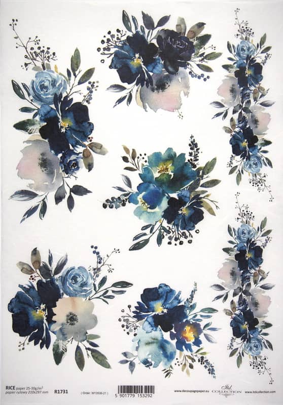 Rice Paper - Blue Flowers