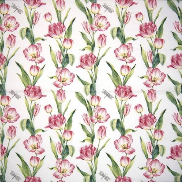 Paper Napkin - Chaînes de Tulipes pink