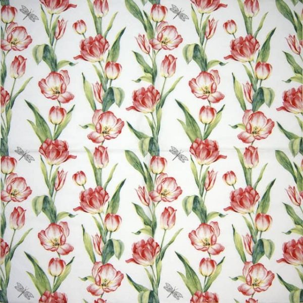 Paper Napkin - Chaînes de Tulipes red