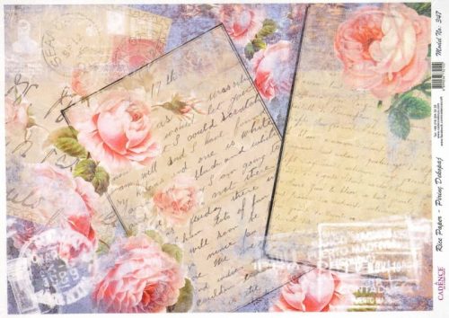 Rice Paper - Roses and Letter