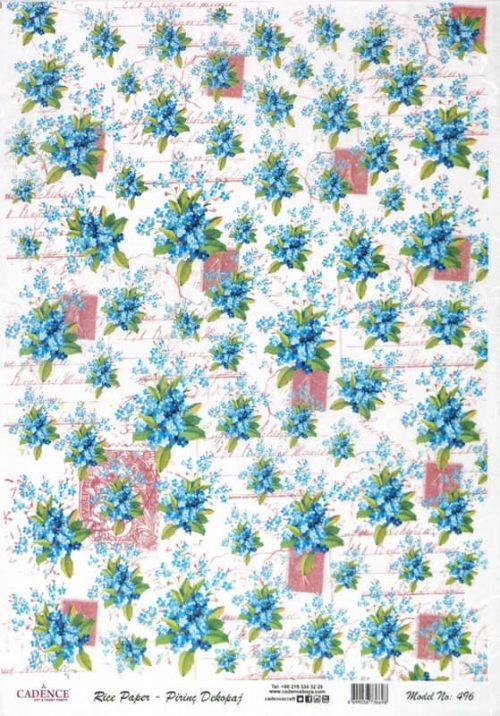 Rice Paper - Blue Flowers