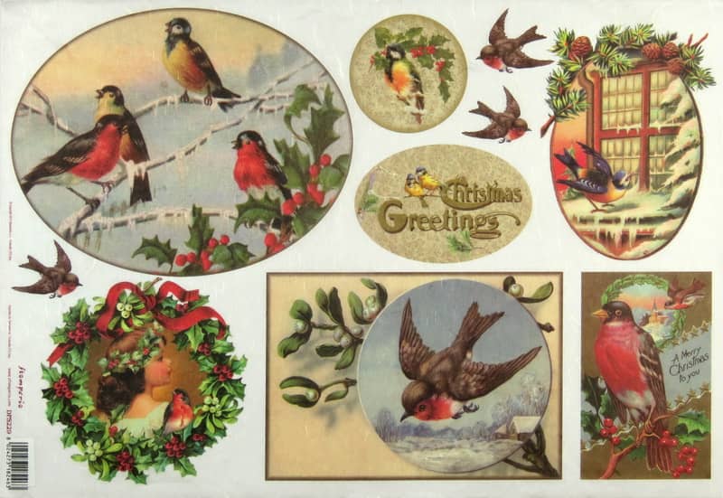 Rice Paper - Christmas Greeting Birds - Napkin Shop