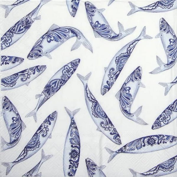 Paper Napkin - Decorative Fish white