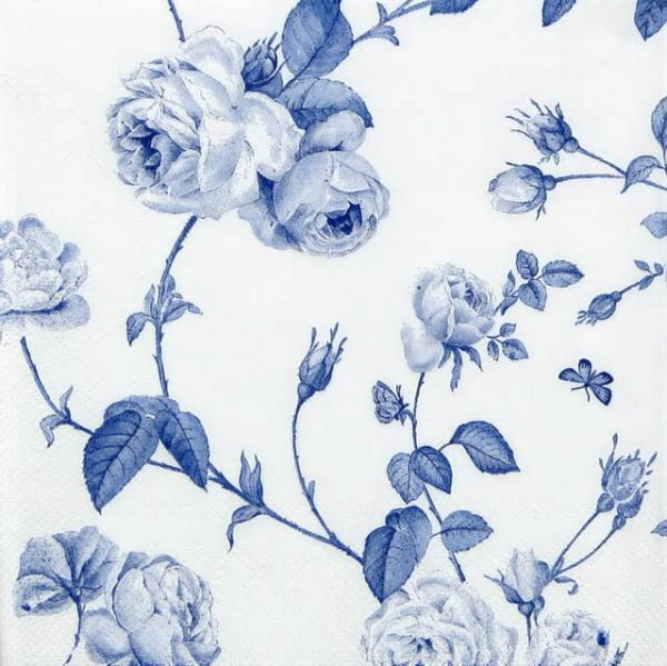 Lunch Napkins (20) - Rambling Rose Blue