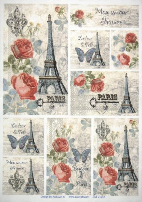 Rice Paper - Vintage Paris & Roses- small