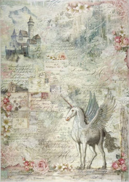 Stamperia A/3 Rice Paper - Unicorn Fantasy