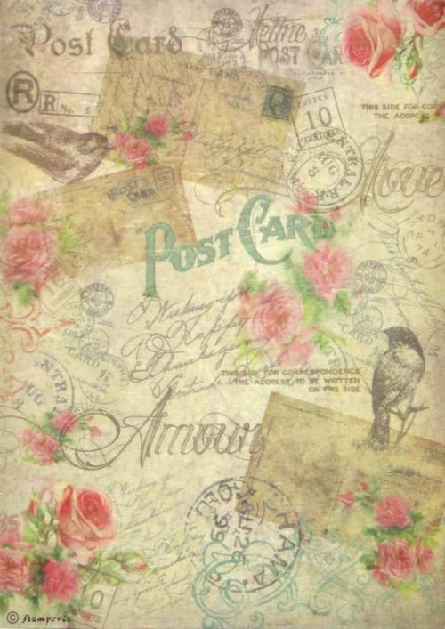 Stamperia A4 Decoupage Rice Paper - Vintage Postcards - DFSA4016