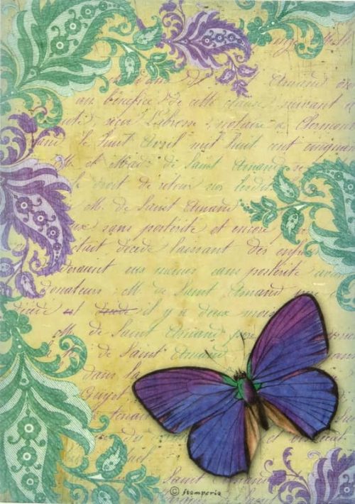 Stamperia A4 Decoupage Rice Paper - Letters and Butterly- DFSA4023