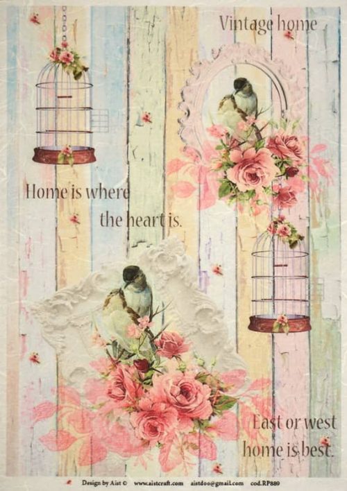 Rice Paper - Vintage Birds and Roses