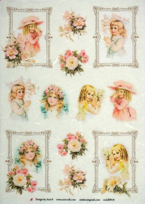 Rice Paper - Girls & Roses- Vintage