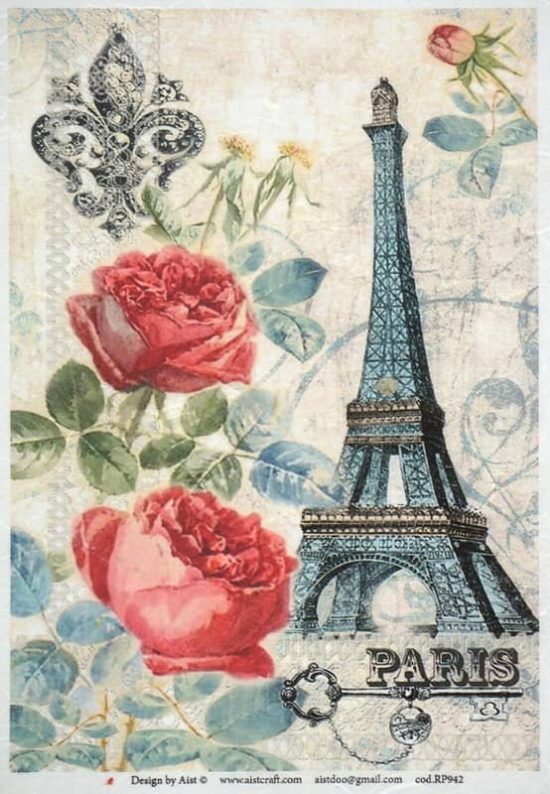 Rice Paper - Vintage Paris & Roses- Napkin Shop