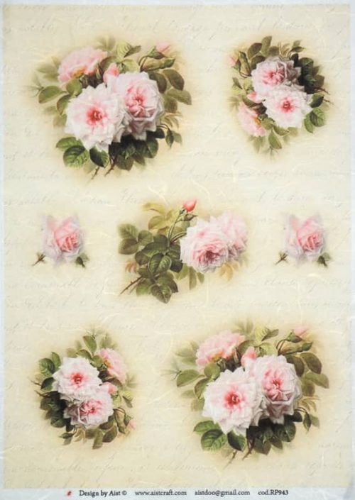 Rice Paper - Vintage White Roses-