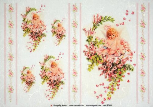 Rice Paper - Angel on Flower Vintage