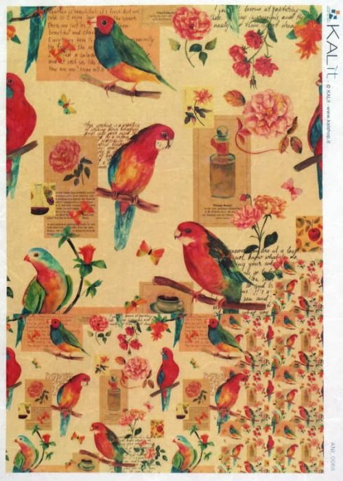 Rice Paper - Colorful Bird and Flower