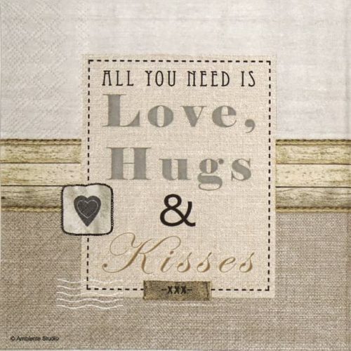 Paper Napkin - Love, Hugs & Kisses