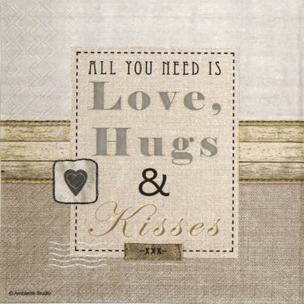 Lunch Napkins (20) - Love, Hugs & Kisses