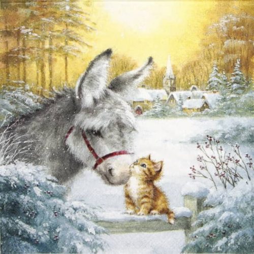 Paper Napkin - Donkey and Kitten